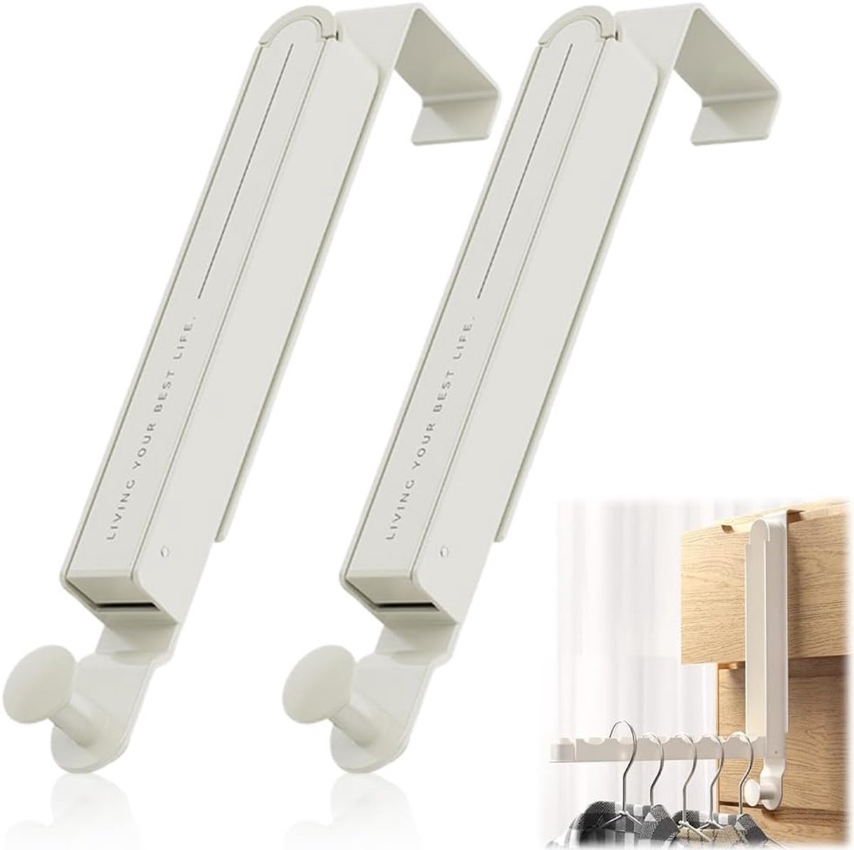 SnelShoppen - 2Pcs Vouwbare Over De Deur Hanger Haak - Draagbare Droogrek voor Kleding - Aluminium Legering Haken voor Jassen, Handdoeken, Tassen - Wi