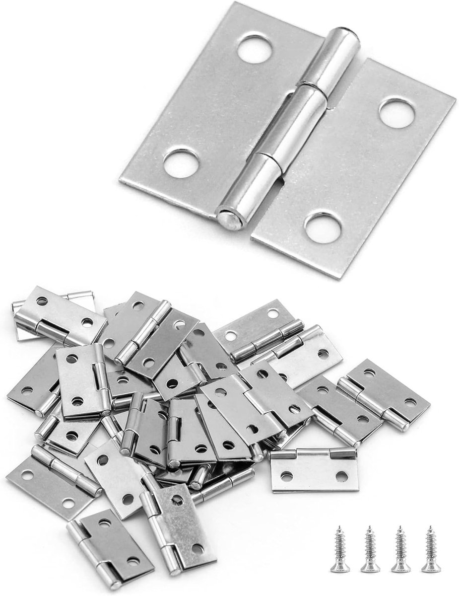 SnelShoppen - 40Pcs Mini Scharnieren 25mm Vouwdeur Scharnieren Kleine Meubel Scharnieren Roestvrij Staal met 160 Schroeven voor Thuisdeur Raam Reparat