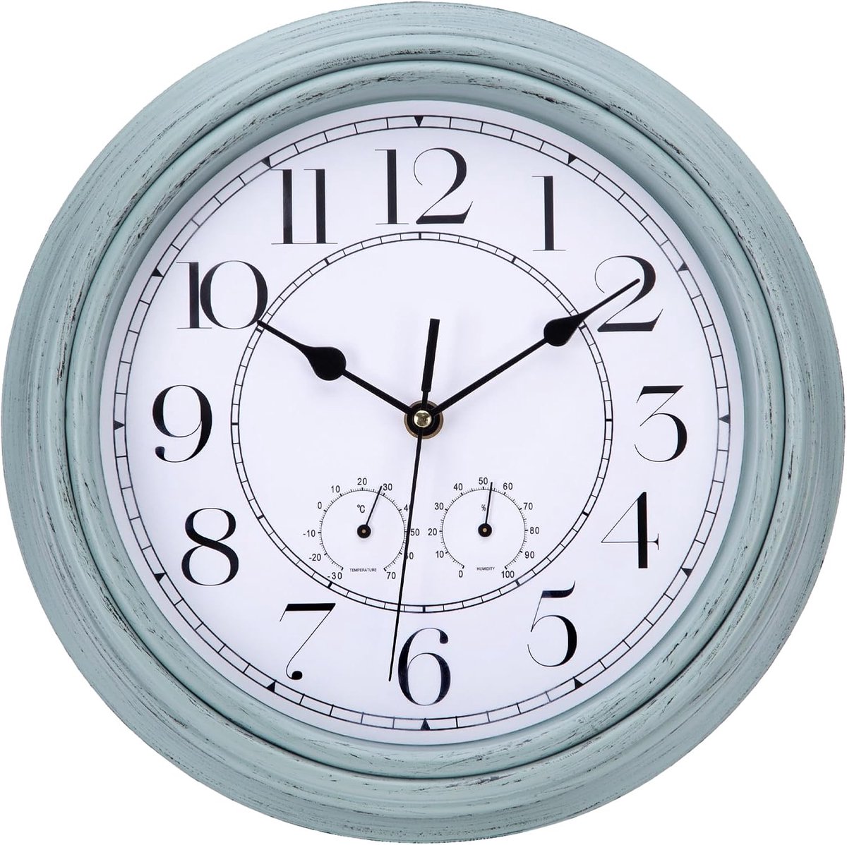 SnelShoppen - Wandklok met Thermometer en Hygrometer Stille Vintage 30cm Romeinse Cijfers Quartz Groot Batterij Aangedreven Makkelijk Af te Lezen voor