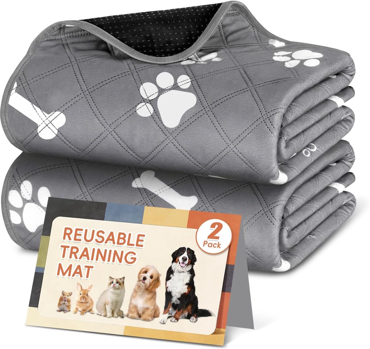 SnelShoppen - Pack van 2 Wasbare Urinomatten voor Huisdieren - Herbruikbare, Lek-Proof, Super Absorberend, Antislip - 80 x 90 cm voor Honden, Katten e