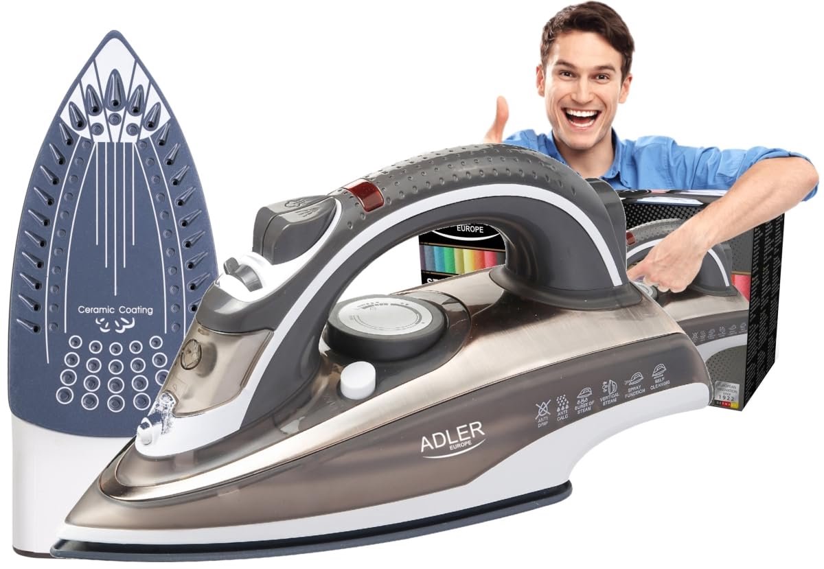 SnelShoppen - Textielijzer 3000W voor Perfecte Strijkresultaten, Stoomfunctie, Anti-kalk, Lichtgewicht en Ergonomisch Ontwerp, Ideaal voor Huishoudeli