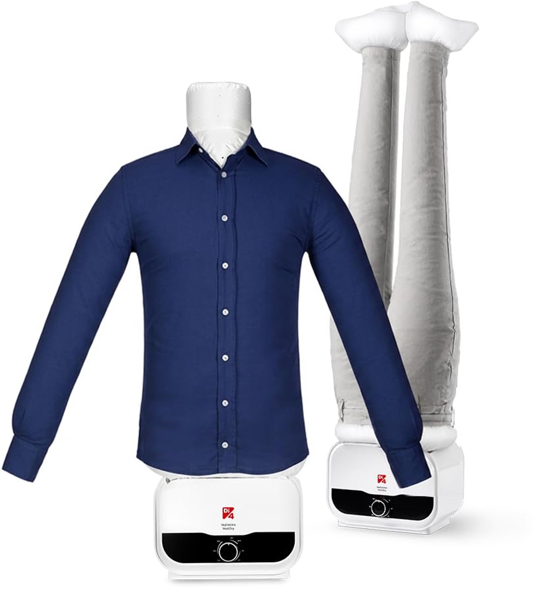 SnelShoppen - Di4 Vapissimo VestiDry 2-in-1 Stoomstrijkijzer en Droogmannequin 1400 W - Rimpelverwijderaar, Ontgeurder met 3-Uurs Timer, Maten S tot X