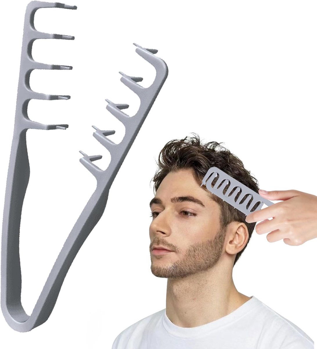 SnelShoppen - Texture Styling Comb voor Mannen - Brede Tanden Kam voor Natuurlijke Krullen - Ergonomische Haarborstel met Naadafdekking - Perfect voor