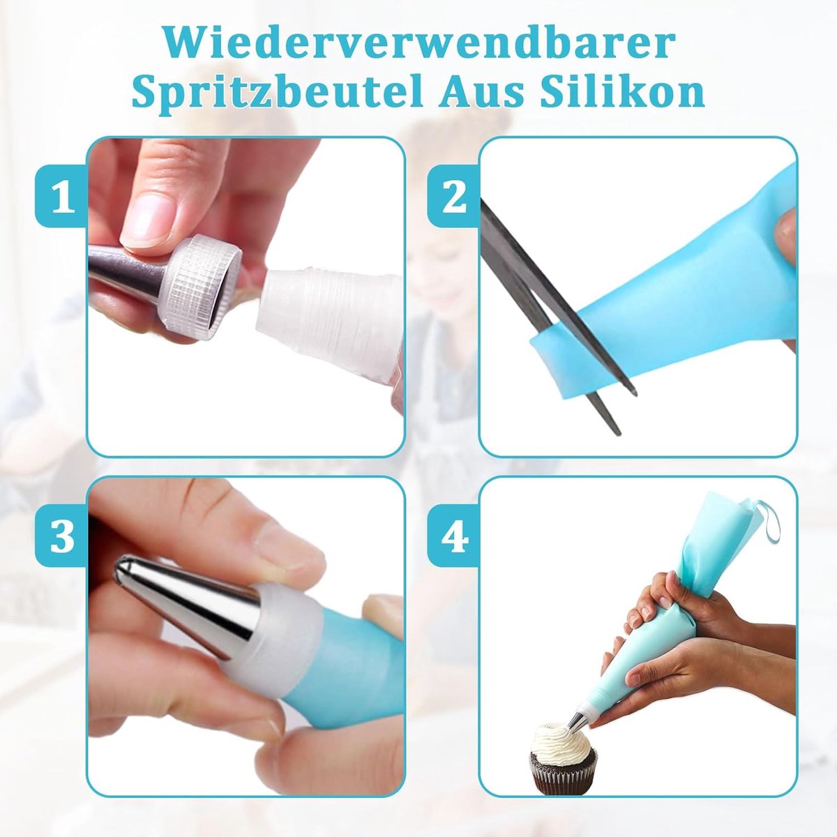 SnelShoppen - Spray Bag with Nozzles Set voor Cupcakes, Cookies, Taartdecoratie | Herbruikbare Siliconen Spuitzak, RVS Spuitmonden, Taartaccessoires v