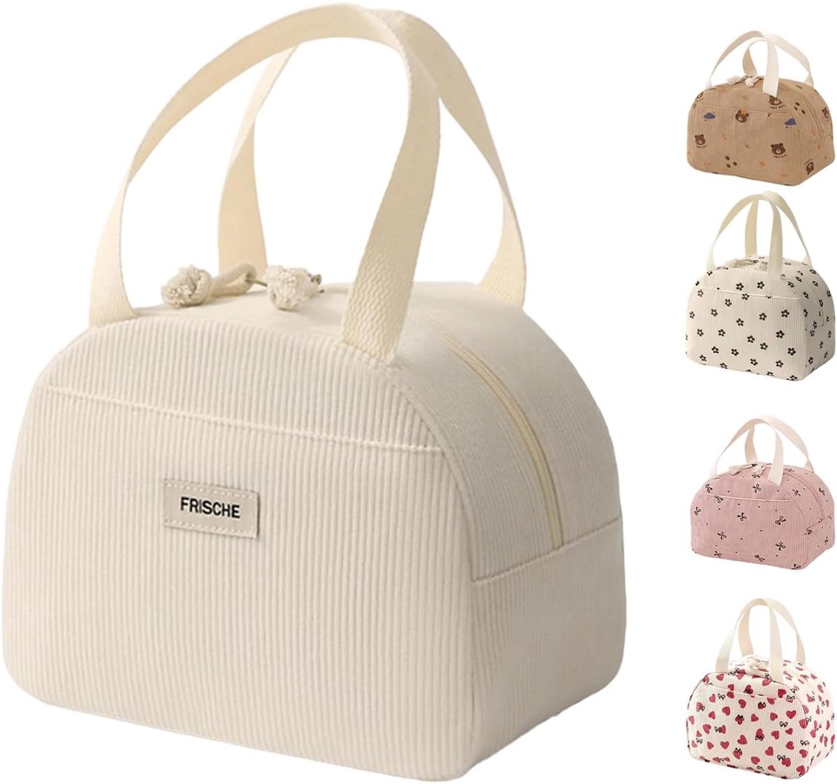 SnelShoppen - Lunchtas Isoleertas 6,5 l, Draagbare Opvouwbare Thermotas voor School, Kantoor, Strand en Camping - Corduroy en Aluminiumfolie - 25x14x1