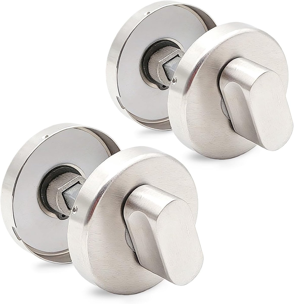 SnelShoppen - Wc-rozet met certificaatindicator, 2 stuks ronde wc-slot met draaiknop, roestvrij staal, zilver, accessoires voor toiletdeuren met rood