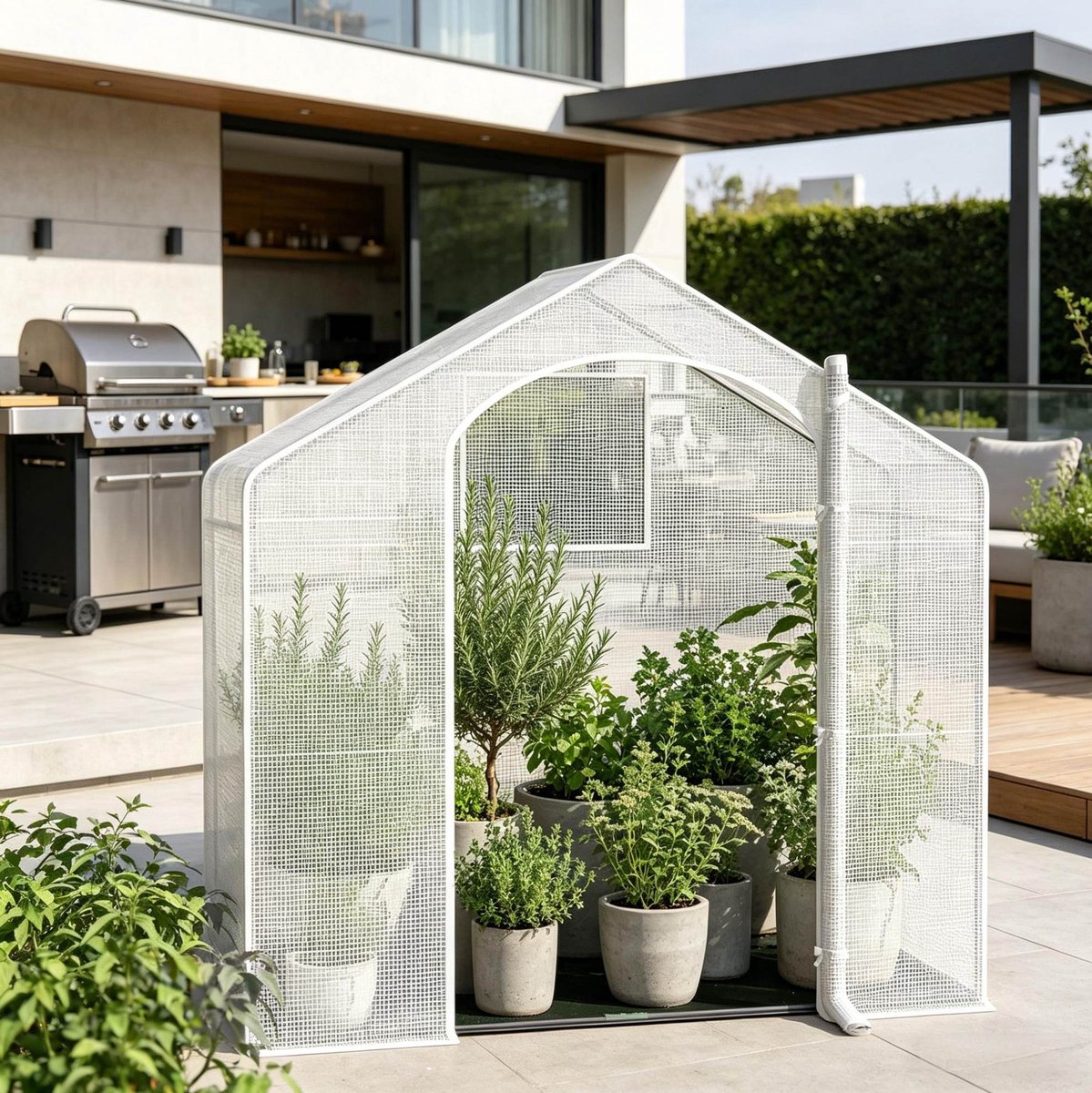 MIVRAY Foliekas – 200 x 80 x 200 cm – Met Oprolbare Ritsdeur En Ventilatievenster – Polyetheen En Staal – Wit – Voor Balkon Terras En Tuin