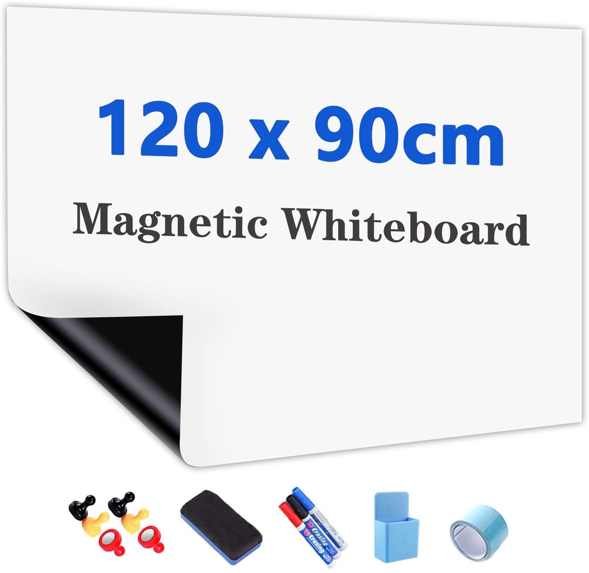 SnelShoppen - Magnetische zelfklevende whiteboardfolie voor de wand 120 x 90 cm - Ideaal voor thuis, kantoor, school, creatief gebruik, veelzijdig, ee