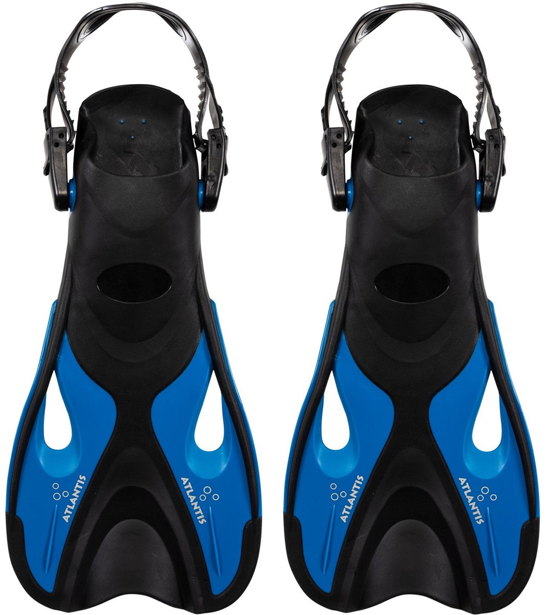 Atlantis Dolphin - Flippers - Zwemvliezen - Verstelbare Hielstrap - Voor Zwemmen & Snorkelen - Volwassenen - Zwart/Petrol Blauw - 41-45