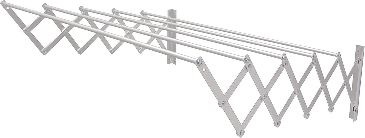 SnelShoppen - Uitschuifbare Wandwaslijn - Hoogwaardig Aluminium - Roestvrij - Opvouwbaar Wasrek voor Buiten - 140x14x3 cm - Perfect voor Tuin, Balkon