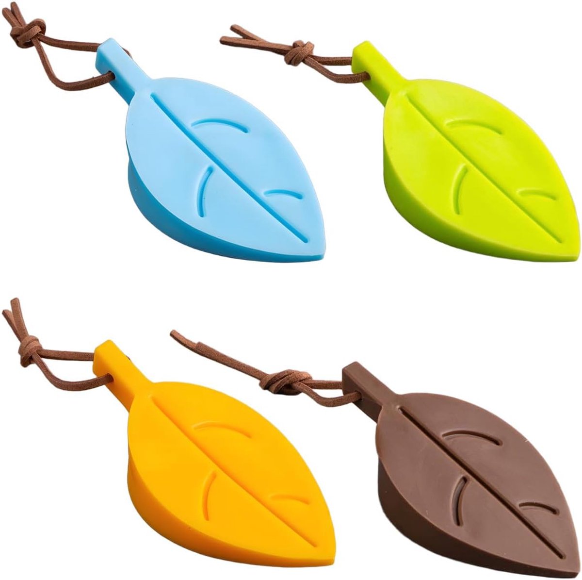 SnelShoppen - 4 Stuks Deurwiggen Rubber Deurstoppers Bladvorm Non-Slip voor Balkon, Kinderkamer, Studie - Duurzaam en Milieuvriendelijk