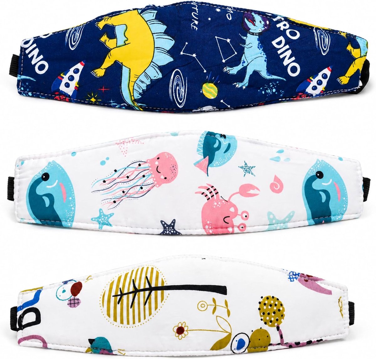 SnelShoppen - 3 Stuks Hoofdsteunen voor Kinderen, Verstelbare Hoofdband voor Kinderzitje, Auto, Fietsaanhanger, Nekbescherming, Slaapsteun voor Kinder