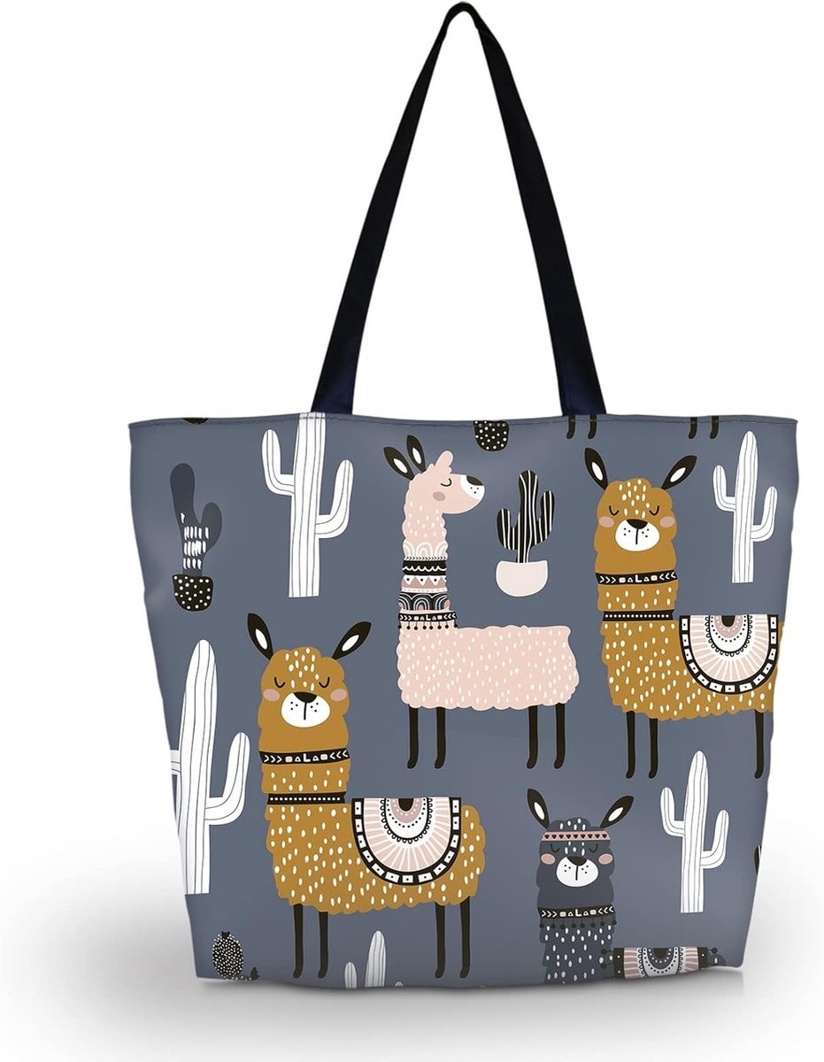 SnelShoppen - Vouwbare Shopper Dames Strandtas - Lichtgewicht Stoffen Tas 43x35x10 cm - Duurzaam en Ruim - Perfect voor Winkelen, Strand en Dagelijkse