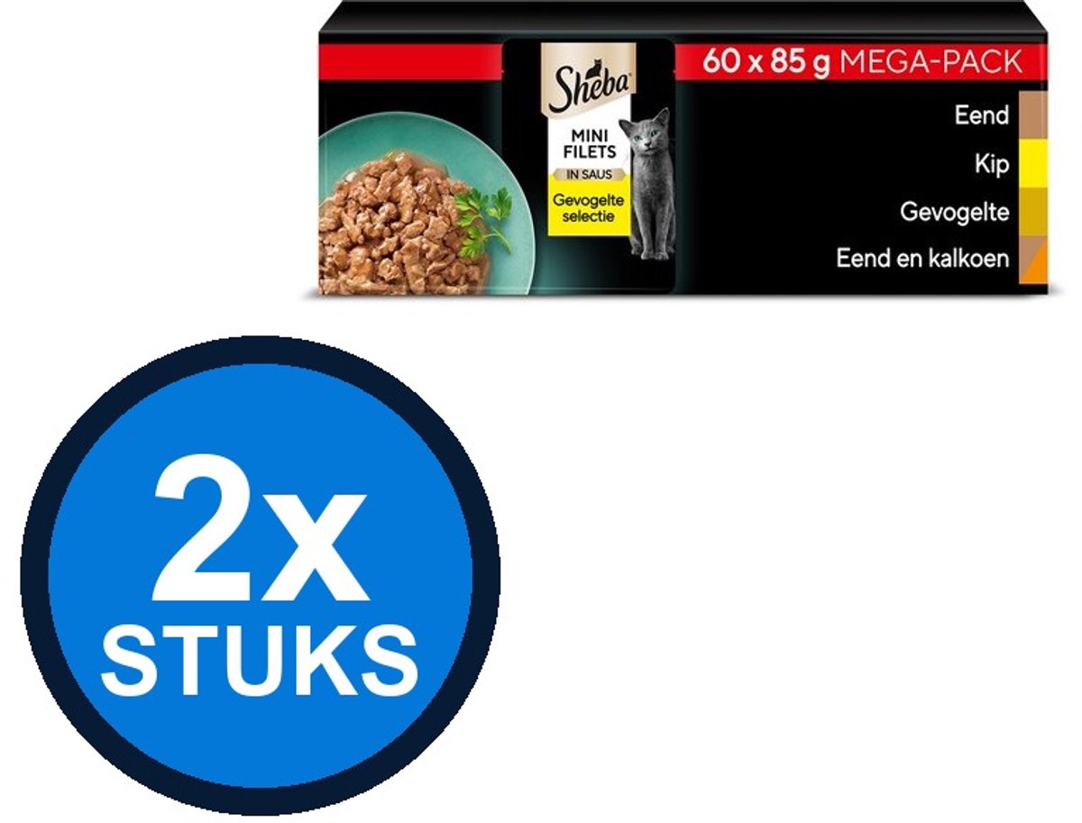 2x Sheba - Mini Filets pouch saus gevogelte sel mp 60x85gr