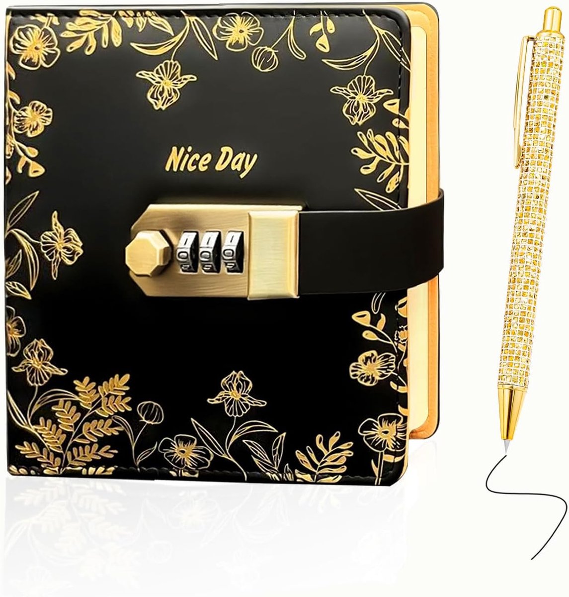 SnelShoppen - Dagboek met Slot voor Meisjes, Notitieboek met Cijferslot, Inclusief Gouden Balpen, Veiligheid, Perfect Cadeau voor Verjaardag en School