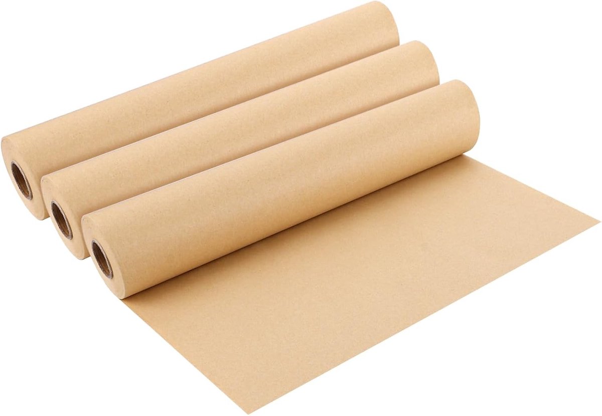 3-pack pakpapier rol 38 cm x 30 m - 65 g bruin kraftpapier voor verhuizing, verzending en cadeauverpakking