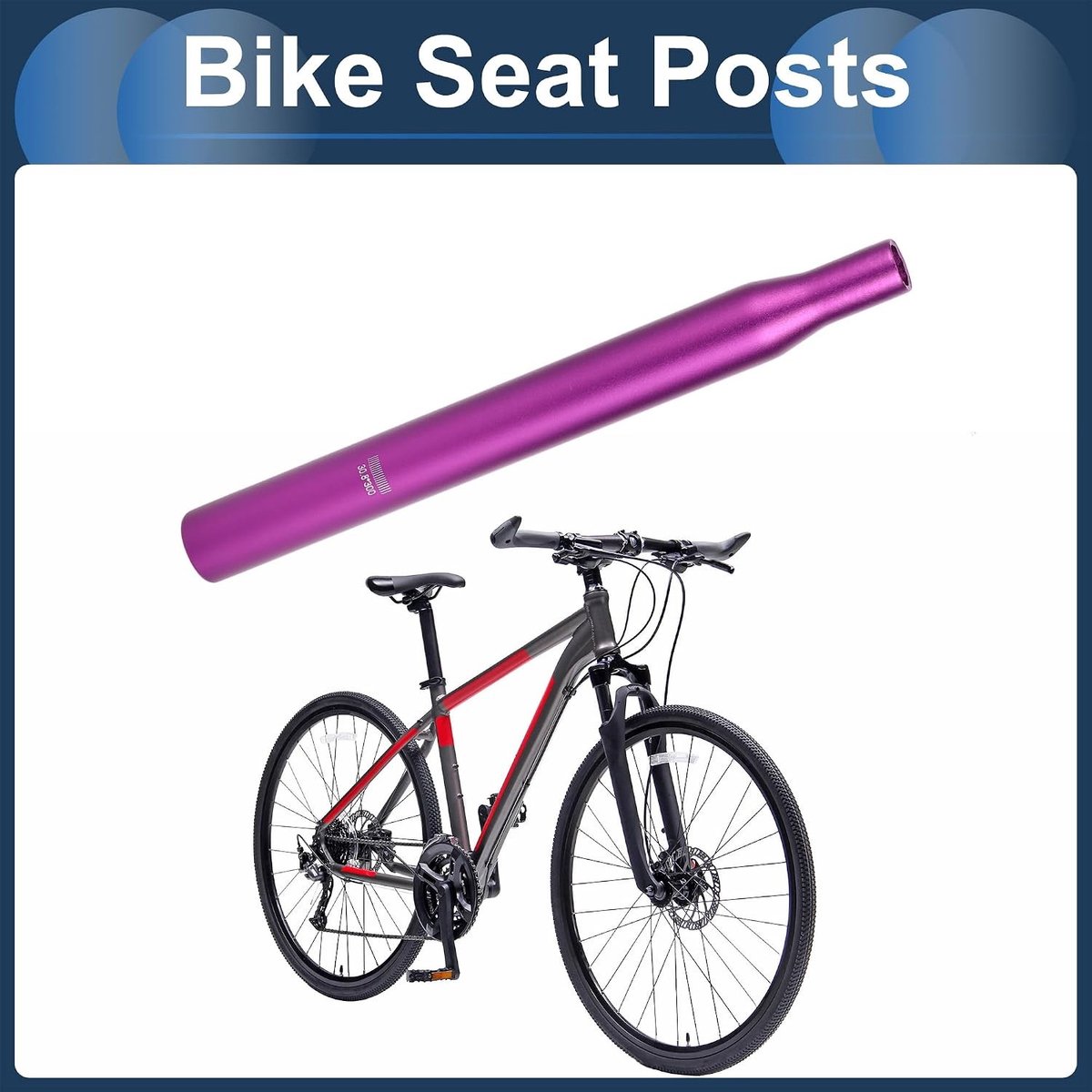 Lichtgewicht aluminium zadelpennen 30.8x300mm voor fietsen, verstelbare zadelpen, paars ontwerp