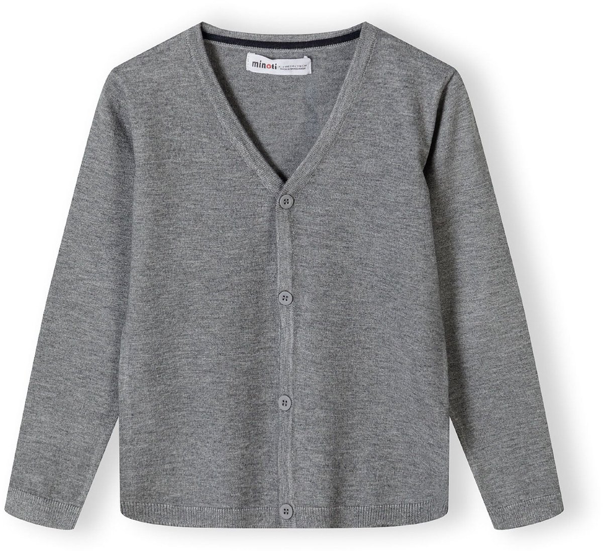 Minoti gebreid vest jongens met V-hals - viscose - grijs