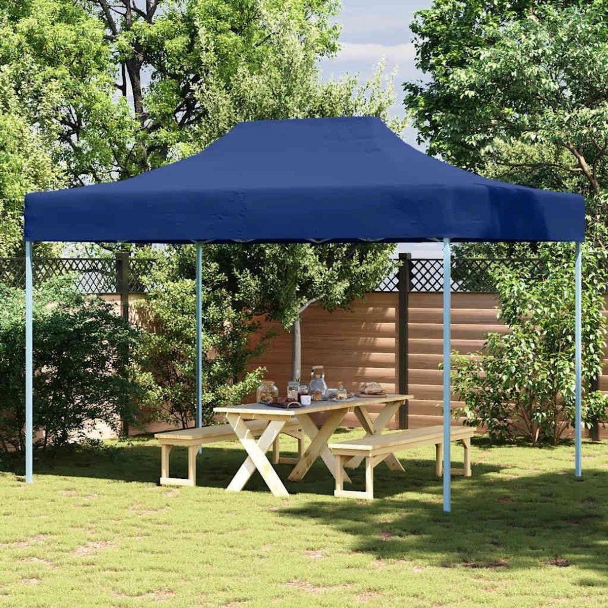 Opvouwbare Partytent - Tuinpaviljoen Feesttent - Buitenfeesten Organiseren - Stabiel Staal Frame - 3x4 Meter - Blauw