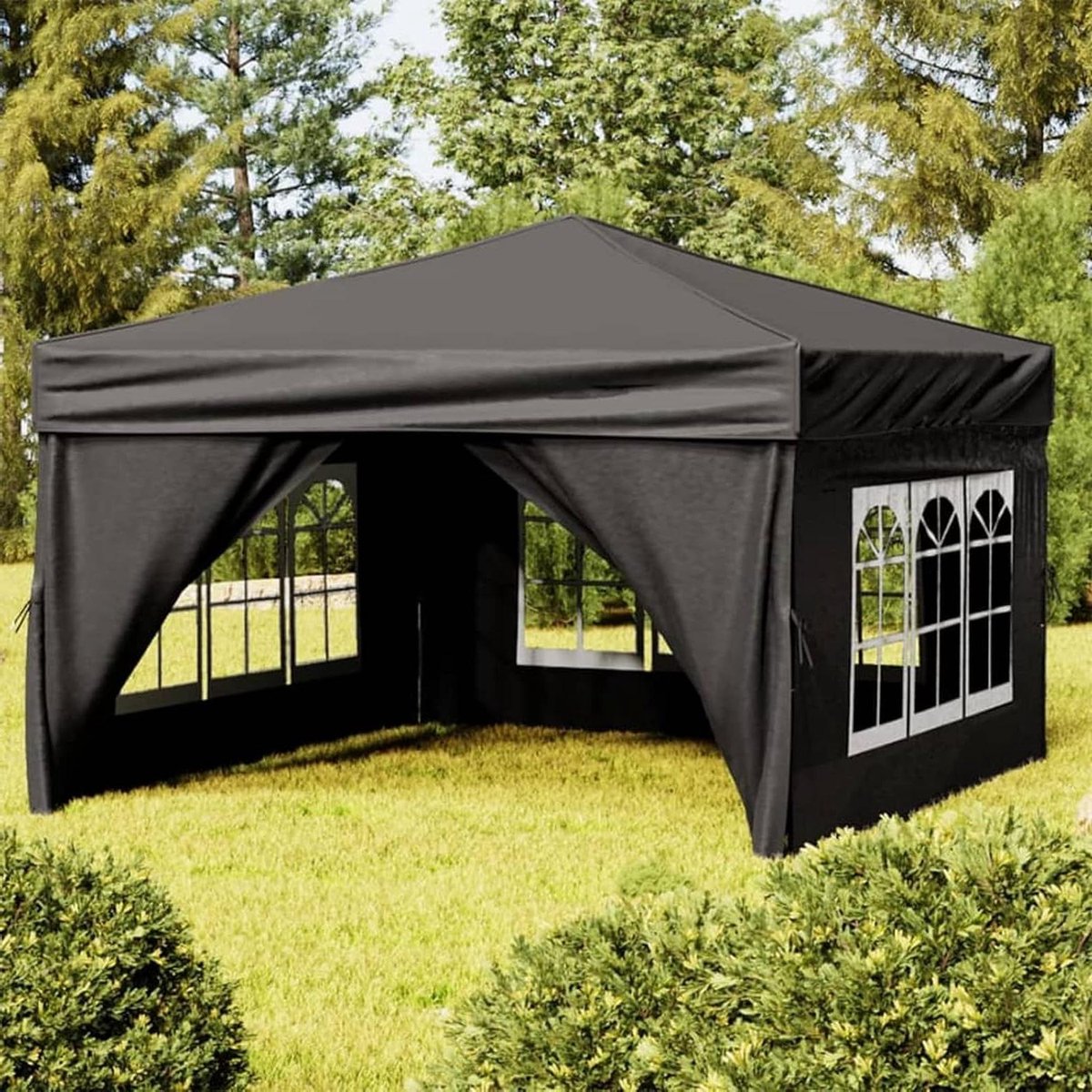 Opvouwbare Partytent - Buitenafdak Tent - Feesten Organiseren - Waterdicht Uv-bestendig - 3 x 3 Meter - Zwart