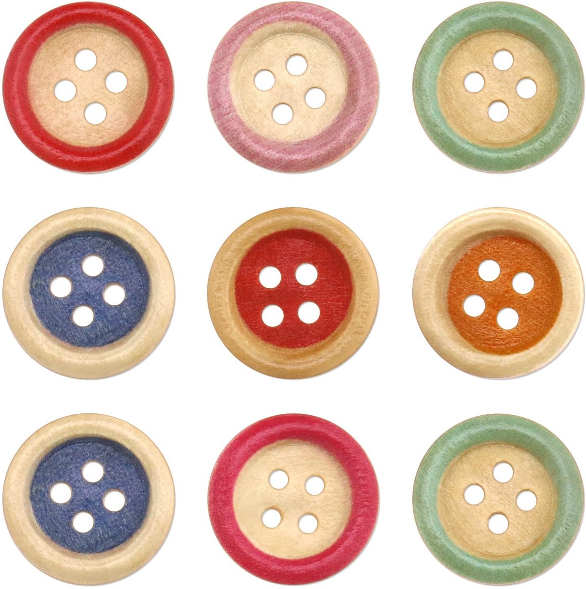 150PCS 15mm Round Wooden Buttons 4 Holes Sewing Buttons Decoration for DIY Sewing Crafts Knitting Costume Shirt Card Making Scrapbooking Multicolour