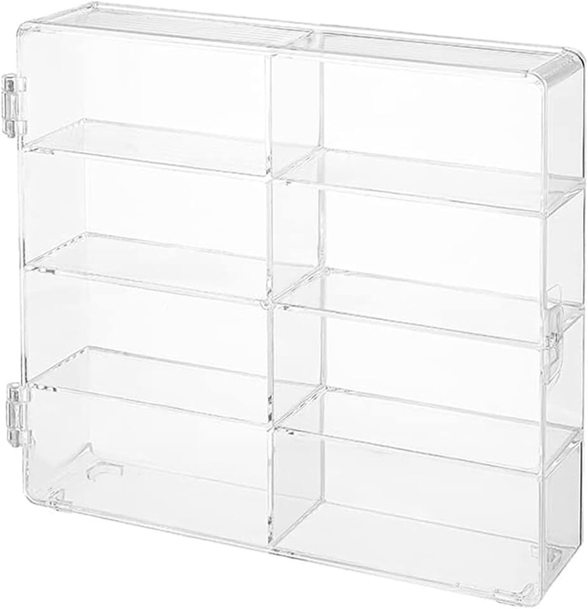 Vitrine met 8 vakken - doorzichtige opbergdoos voor modelauto's, sieradenkralen, 20 x 17 x 4,5 cm
