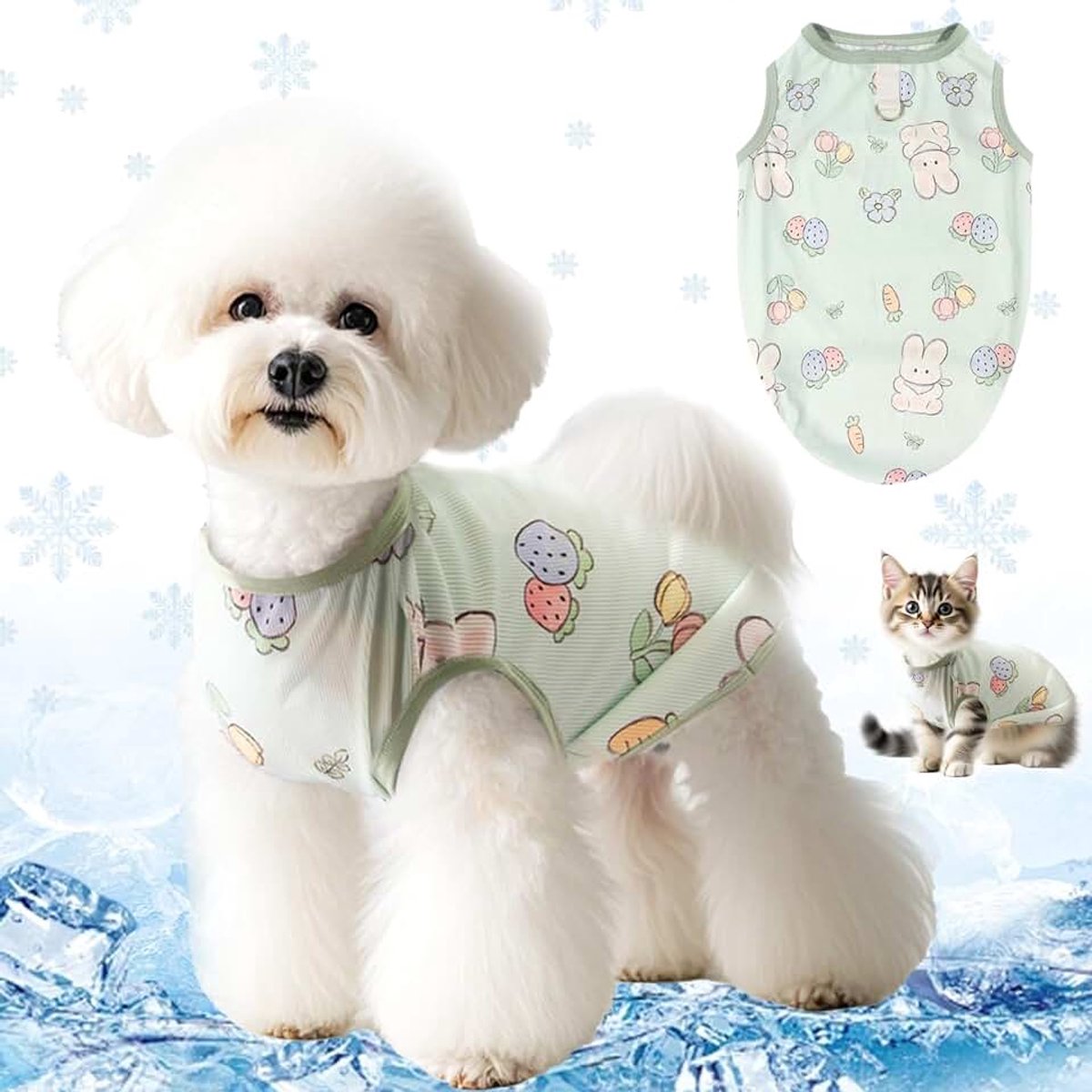 Patroon honden koelvest, ademend koelvest voor honden, zomer zonbescherming honden koelvest met D-ringen, koel vest voor kleine honden voor binnen, buiten en activiteiten