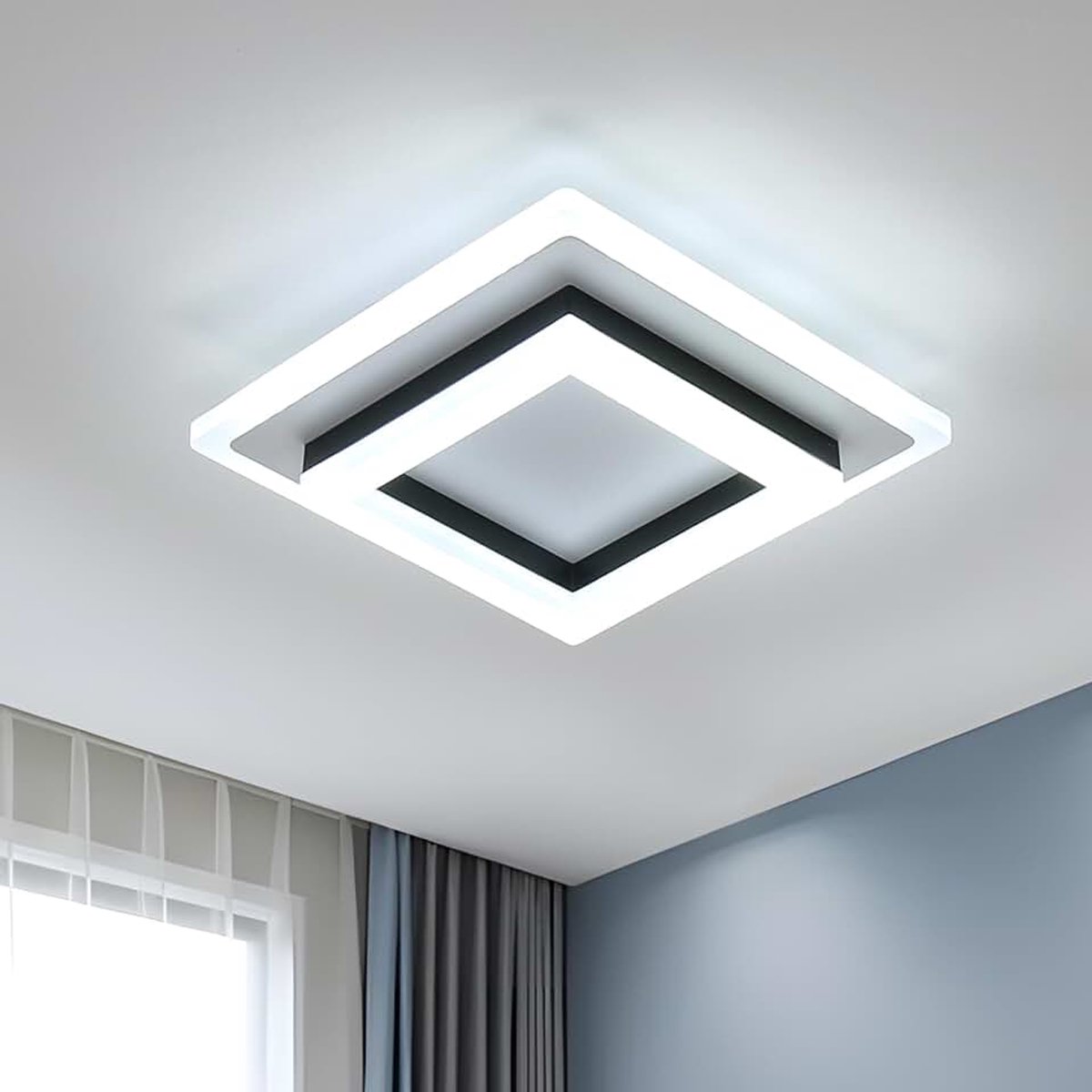 LED Plafonnier, 24W 2700LM Vierkante Moderne Acryl Plafondlamp, Moderne Plafondlamp voor Slaapkamer Keuken Gang Balkon, Koel Wit 6500K