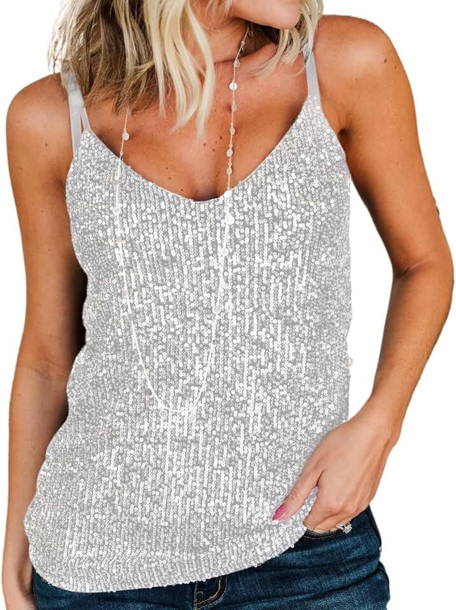 Shimmer Pailletten Mouwloze Vesten Tops