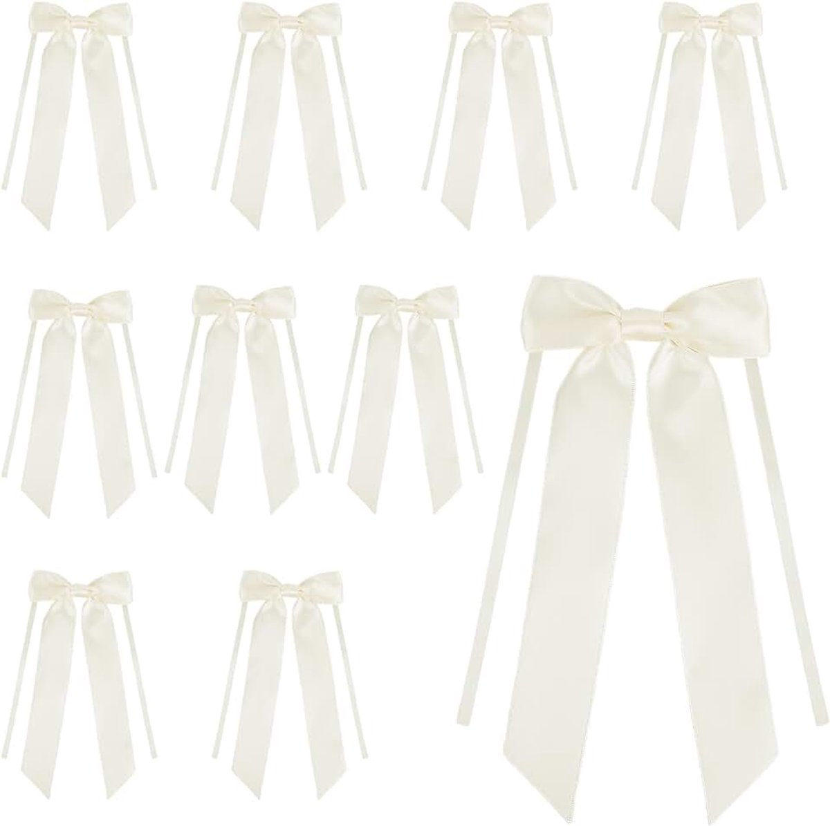 Strikken voor geschenkverpakking - elegante satijnen lintstrikken voor bruiloft, bruidsfeest, communie, Kerstmis, verjaardagsfeestdecoraties en doe-het-zelf slinger (beige)