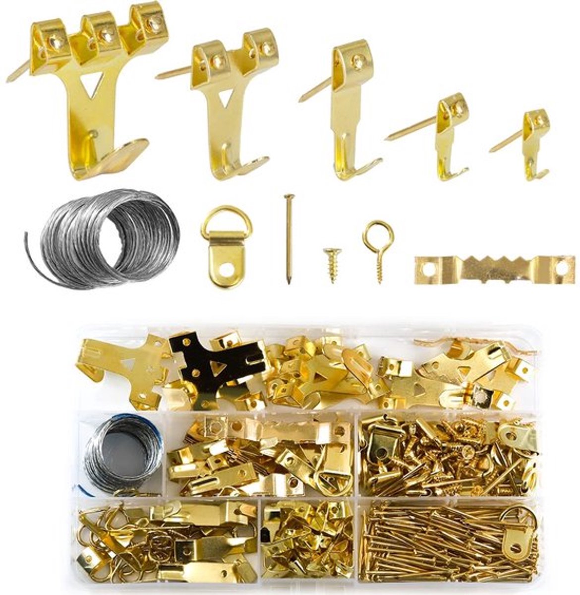 Fotolijst Set - Hangend met D-ring - Zaagtand Fotohanger - Schroeven/Spijkers - 250 Stuks - Voor Thuis/Kantoor - Foto Lijst