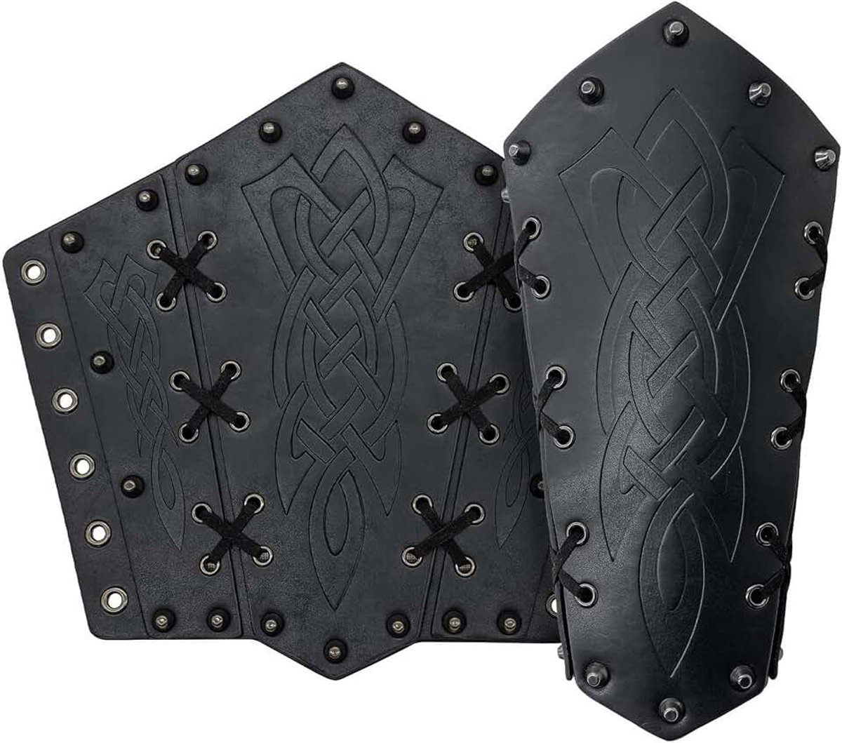 2 Stuks Viking Bracer voor Mannen, Middeleeuwse Faux Leather Arm Guard, Retro Archery Bracers, Middeleeuwse Vambrace, LARP Accessoires