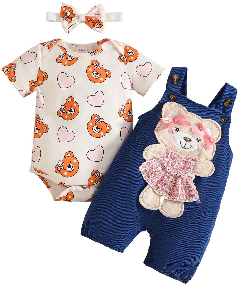 Babykleding meisjes 0-3 maanden - schattige hartjes/dots - verstelbare plankbroek - ideale herfstset - SnelShoppen