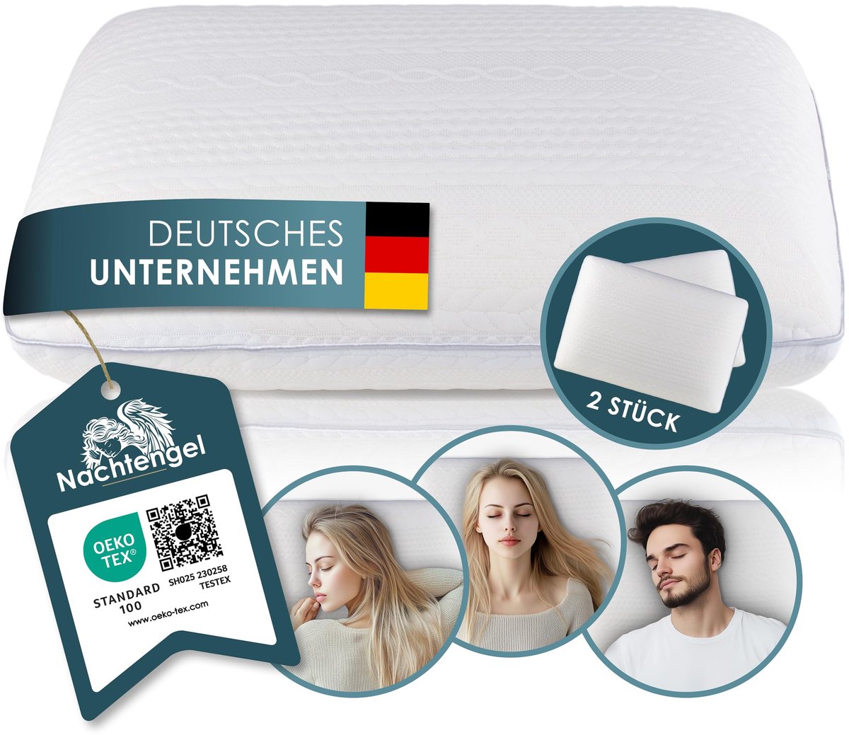 Slaapkussen 10 cm - Traagschuim - Orthopedisch - Vermindert nekpijn - Set van 2 - SnelShoppen