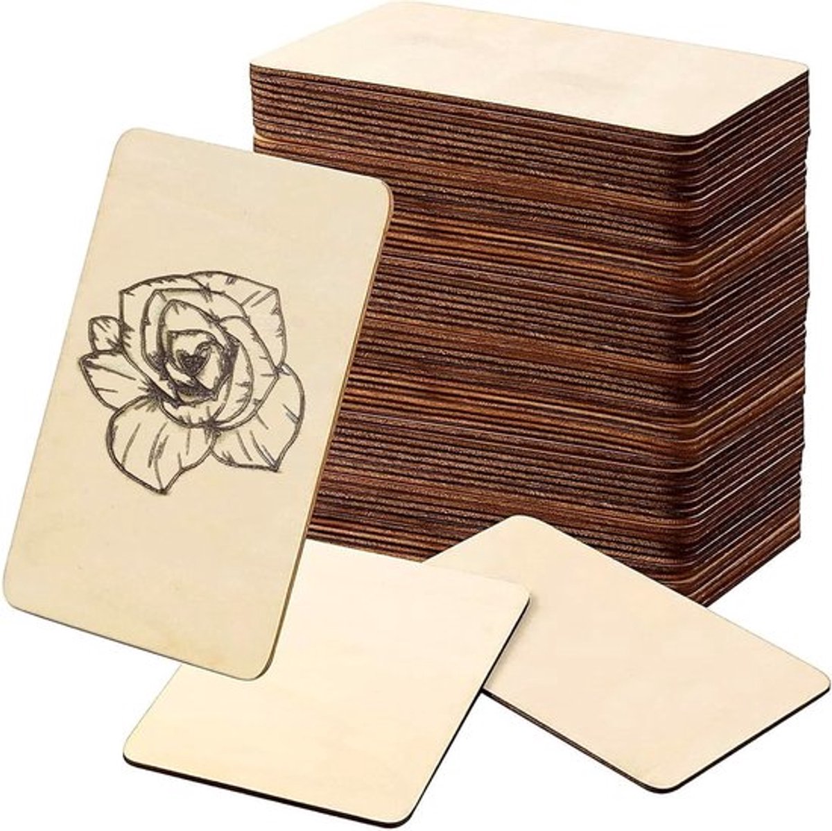100 Stuks Onbewerkte Houten Vierkante Platen 100x150x25mm voor DIY, Schilderen en Creatieve Projecten