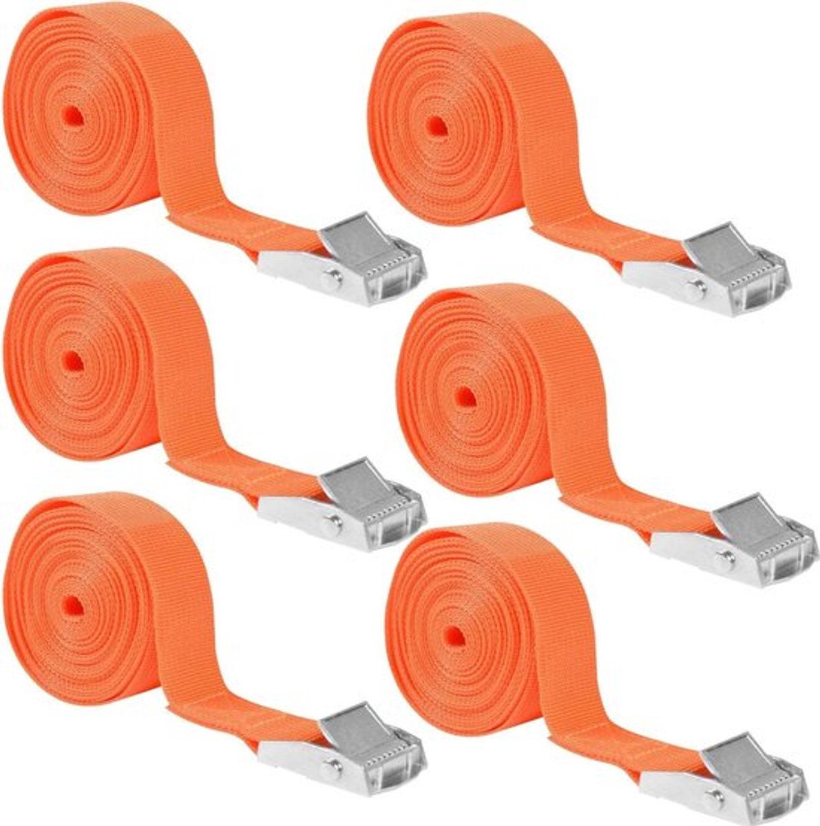 6 stuks 25 mm x 4 m ratelriemen - sjorriemen voor dakkoffer - draagkracht 250 kg - bagageriem fiets - bevestigingsriem dakdrager - spanriem bagage Spanbanden met ratel
