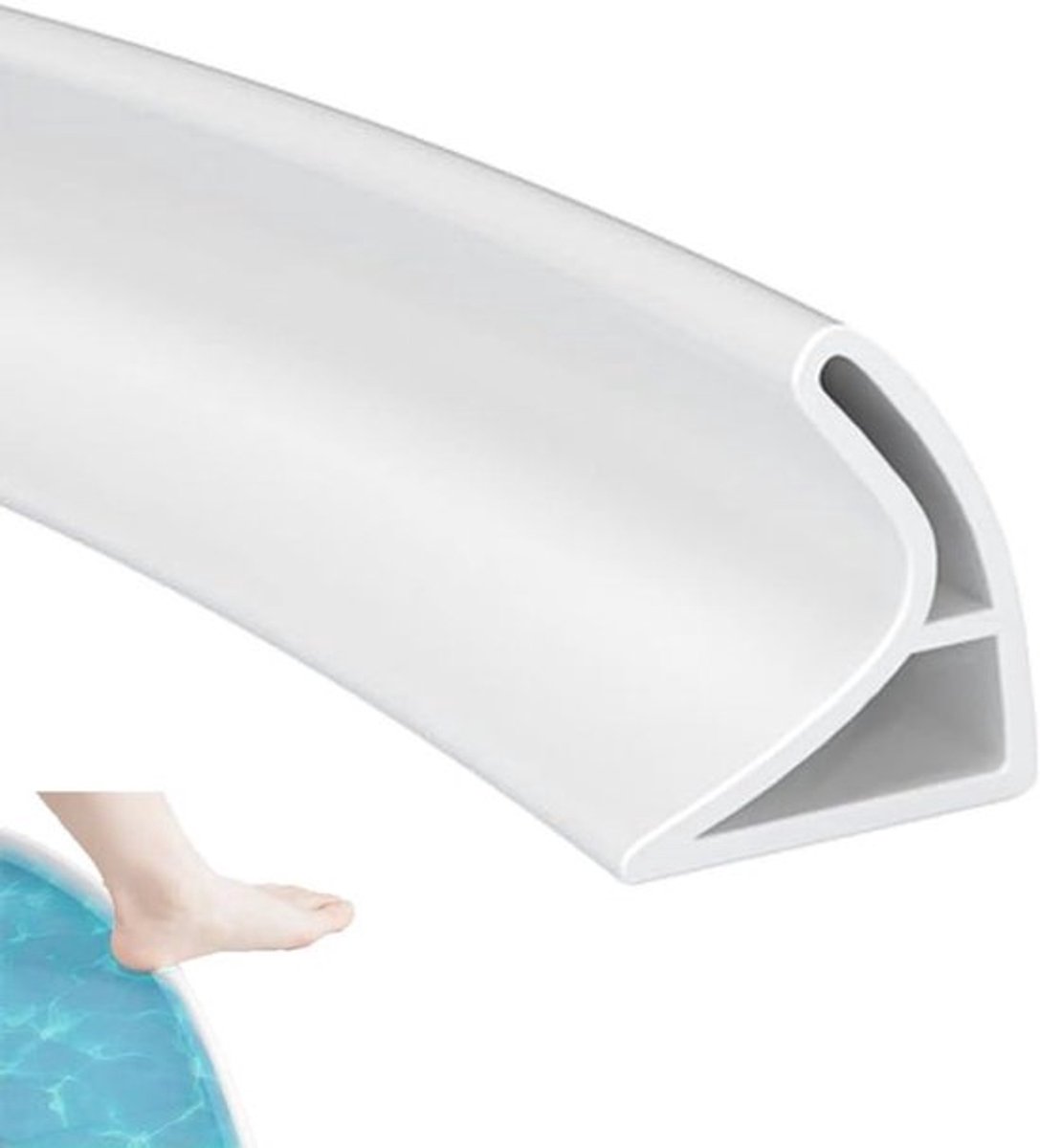 Gebogen waterbarrière voor douche, vloerafdichting voor badkamer, waterdichte strip voor douchebak en badkuip, ideaal voor natrium, 2 m lengte, wit, 4 cm hoogte
