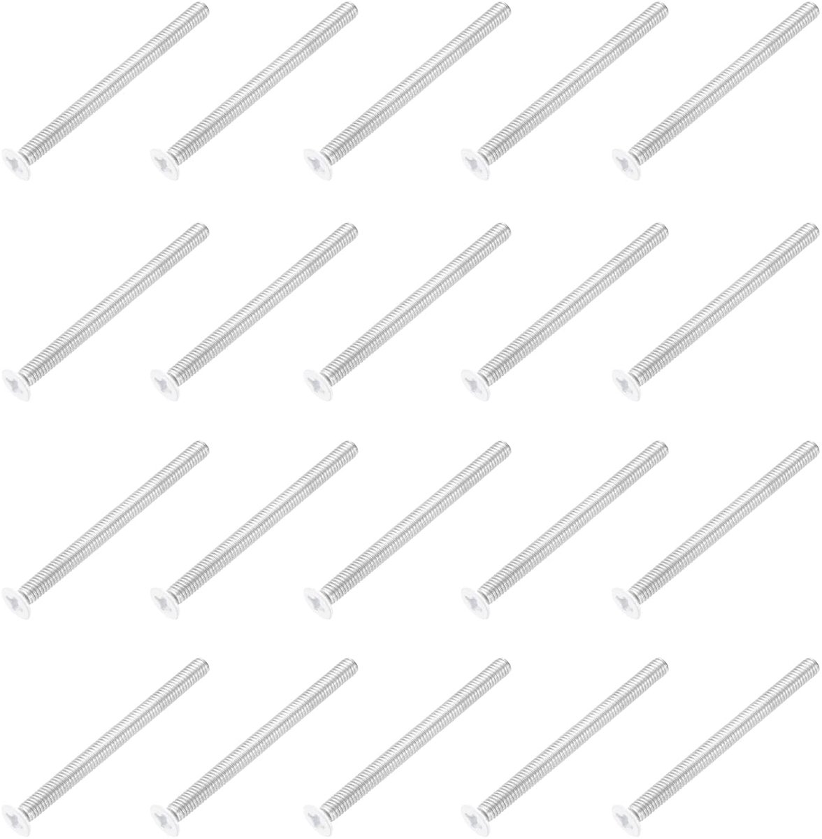 M4 x 50 mm platte kop verzonken schroeven 304 roestvrij staal volledige schroefdraad kruiskop schroeven voor meubelverbinding elektrische apparaten (wit 20 stuks)