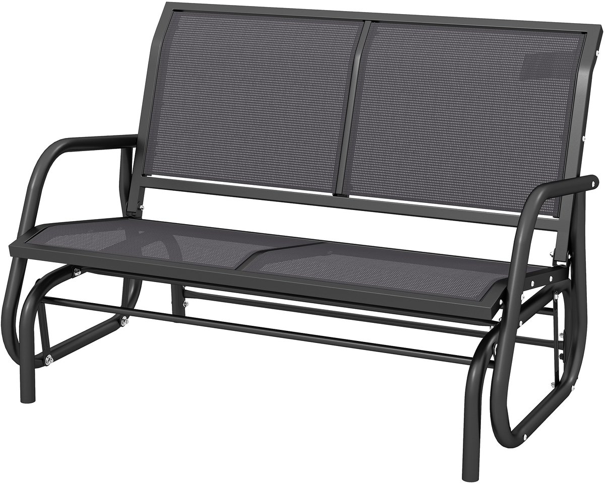 2-zits schommelstoel tuinbank met schommelmechanisme tuinschommel bank van metaal parkbank belastbaar tot 200 kg tuinmeubelen voor tuin, terras, veranda 120 x 70 x 85 cm grijs
