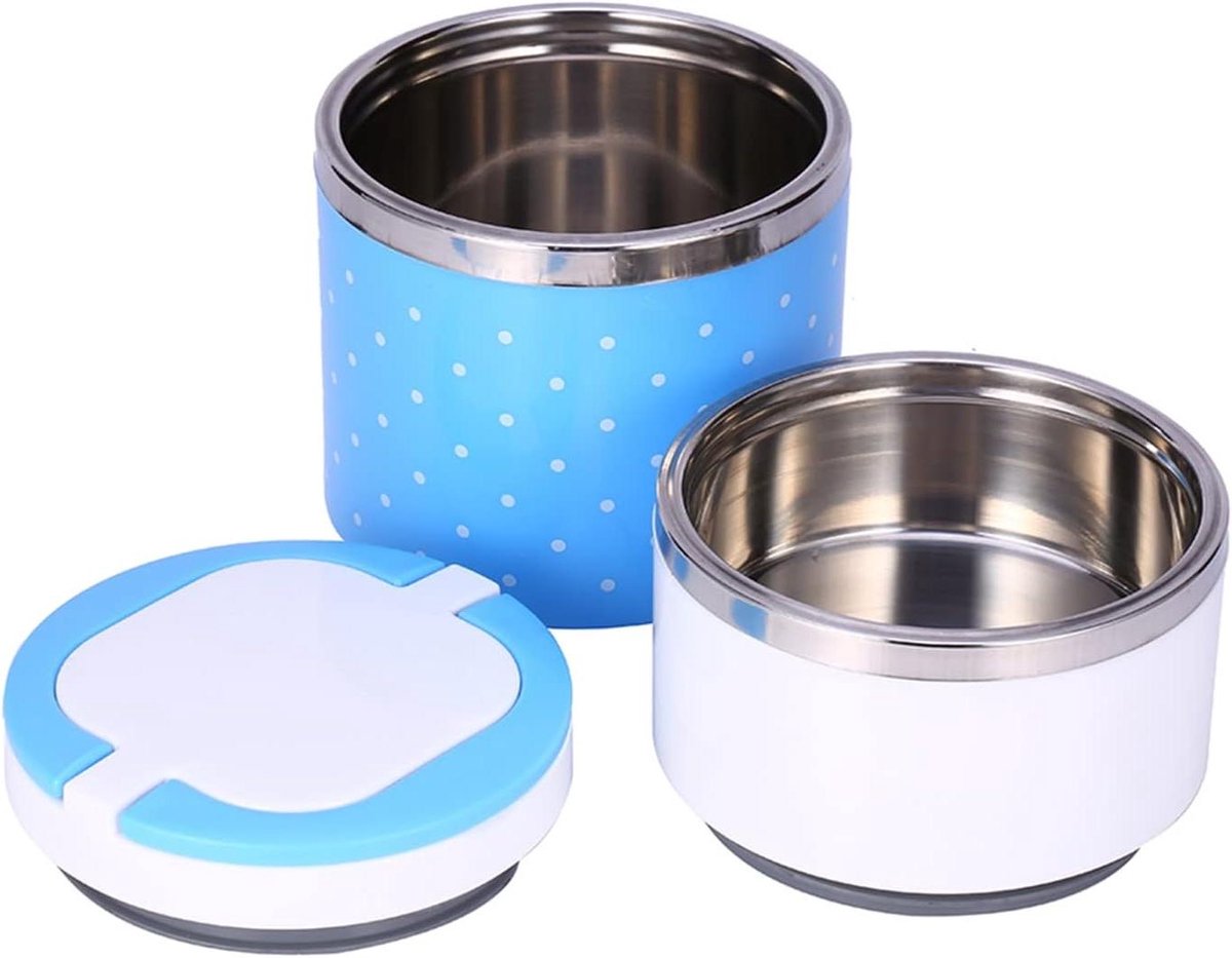 Geïsoleerde Lunchbox - Voedselcontainer Dubbellaags - Warme Maaltijden Meenemen - Lekvrije Siliconenring - 2700 Kubieke centimeter - Keuze uit Kleuren
