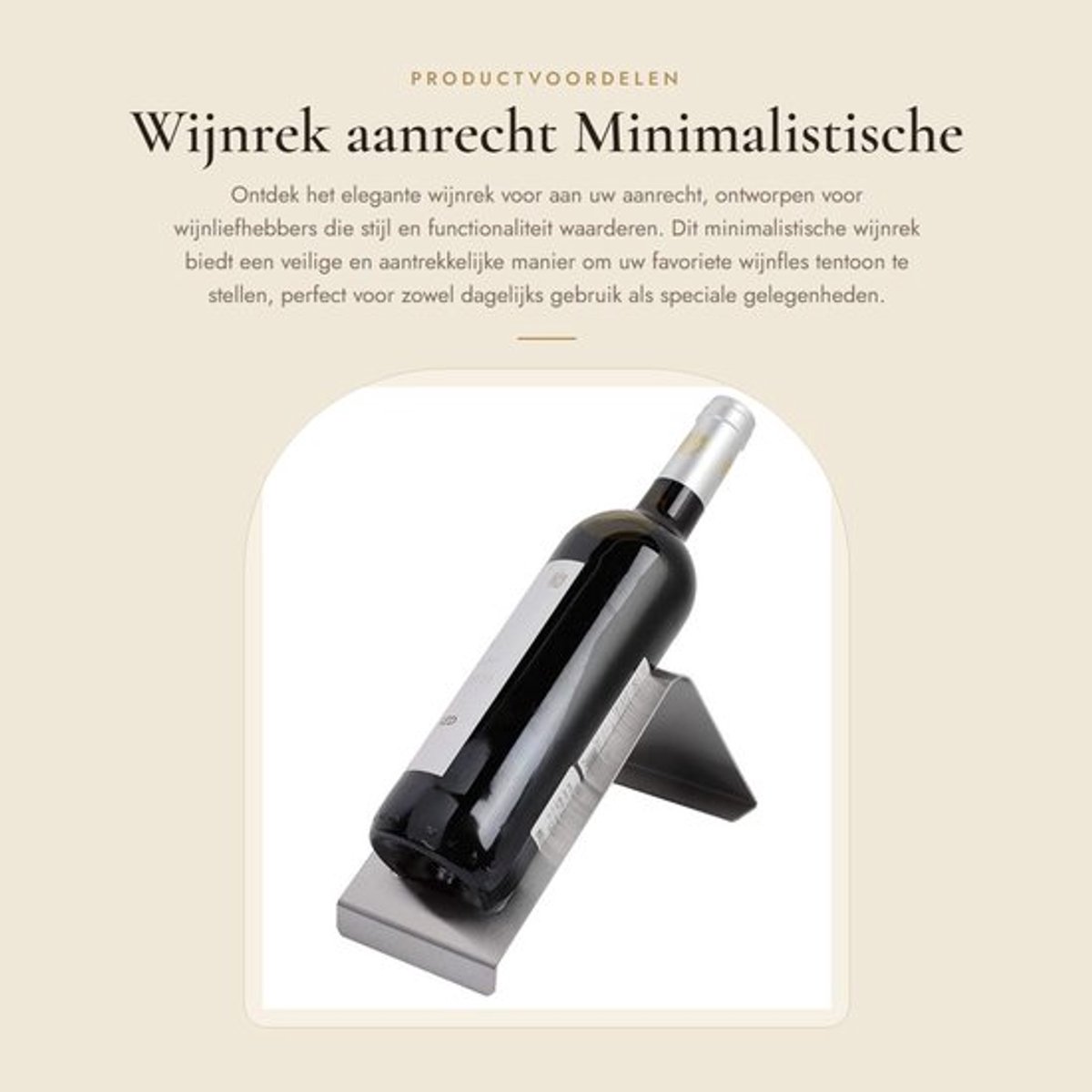 Wijnrek Roestvrij staal - Wijnrek Muur - Wijnrek Minimalistisch - Wijnrek voor 1 Fles - Wijnfleshouder - Praktisch Ontwerp