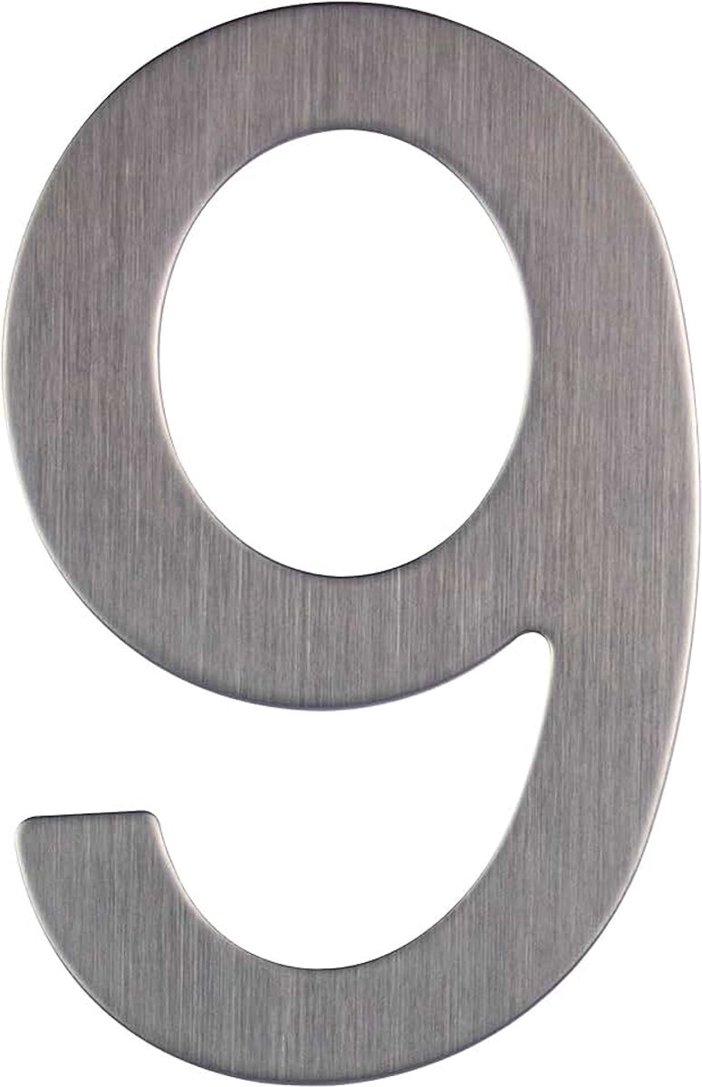 Huisnummer roestvrij staal zelfklevend hoogte 76mm huisnummer design (Aantal 9)