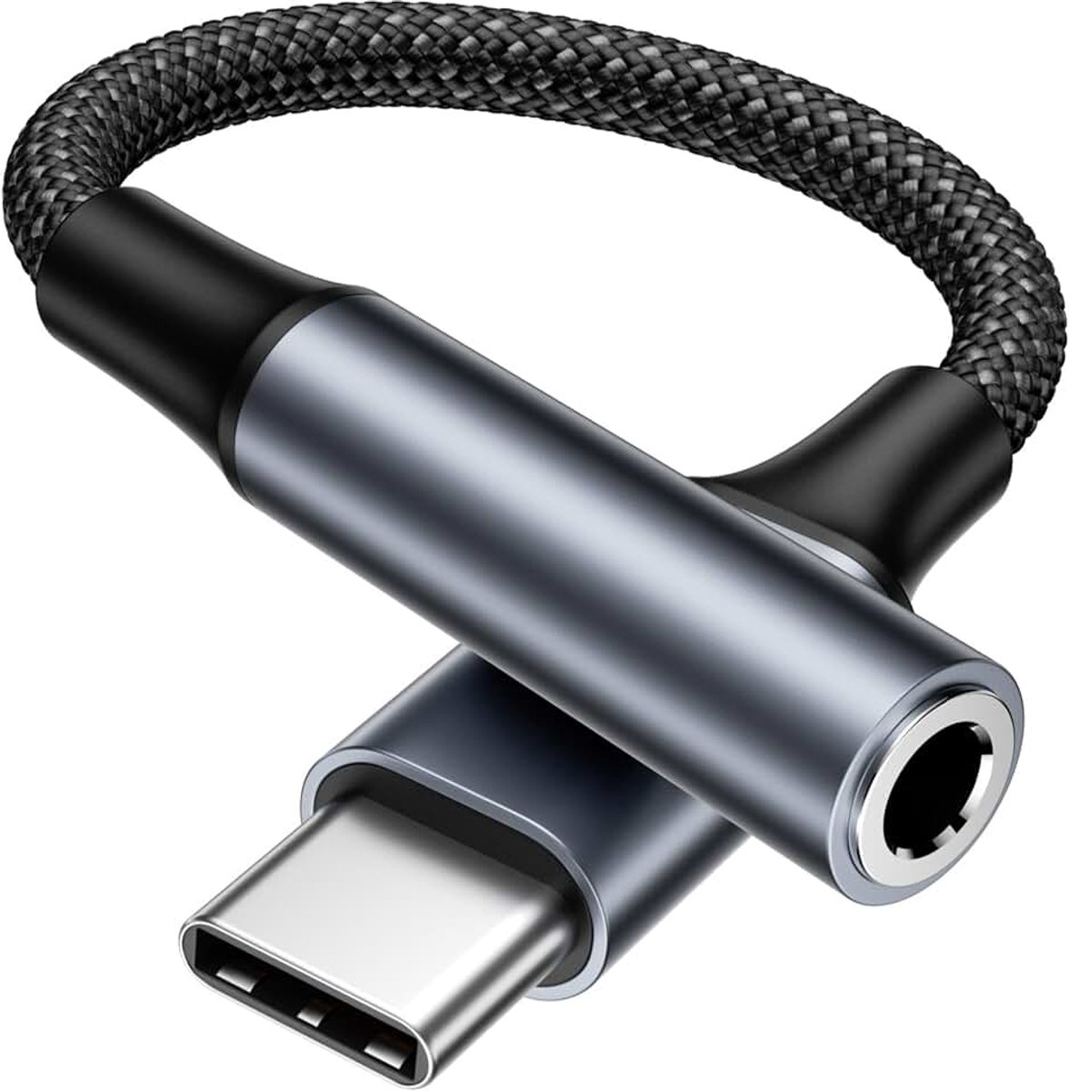 C naar 3,5 mm Audioadapter, USB C naar Hoofdtelefoonaansluiting Adapter Nylon Type C naar Aux naar USB C Adapter voor iPhone 17 16 15 Samsung Galaxy Pixel, HUAWEI, Xiaom, iPad