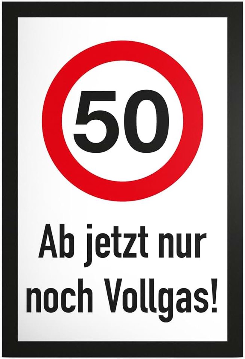 50 jaar vol gas - bord cadeau 50e verjaardag cadeau-idee verjaardagscadeau vijftigste verjaardag decoratie party accessoires verjaardagskaart