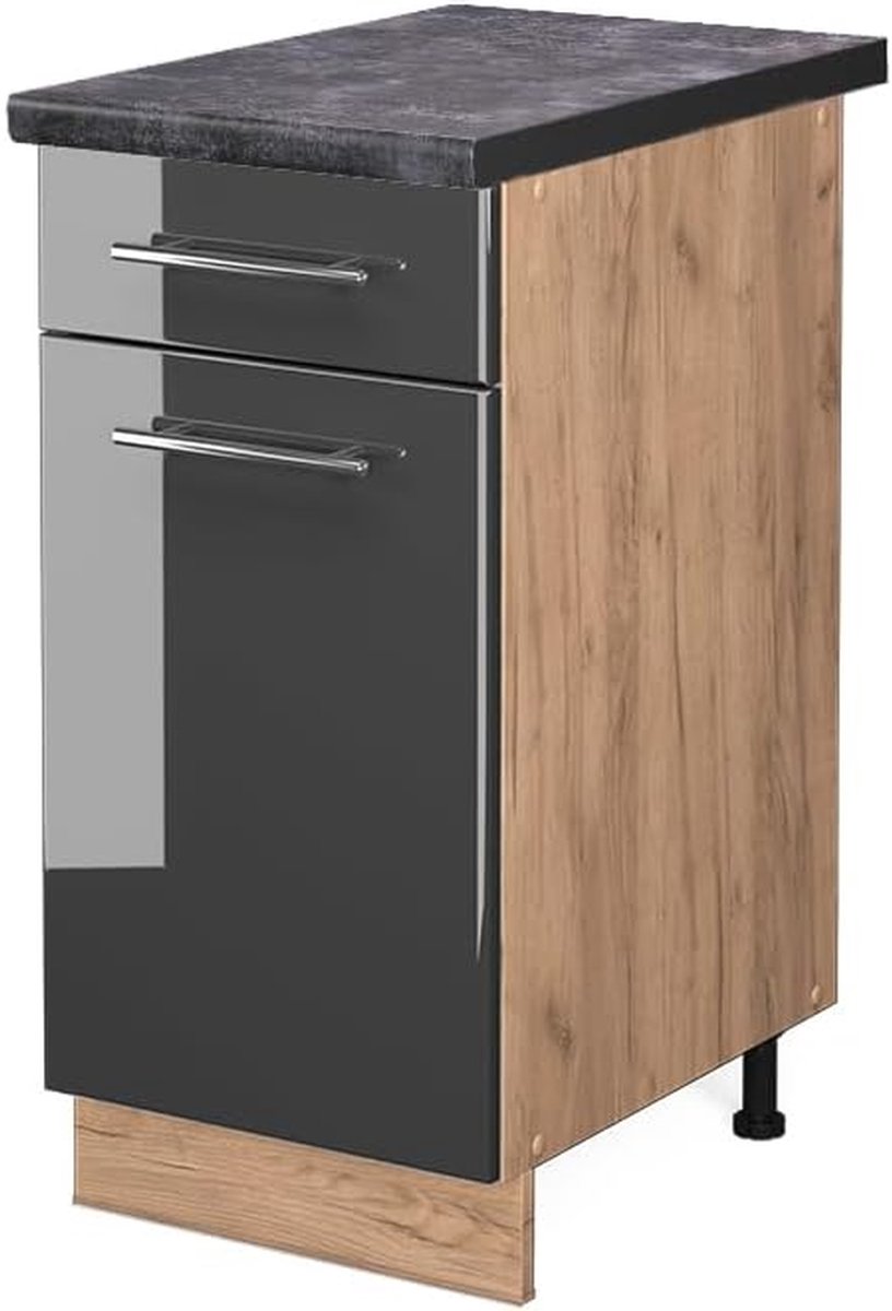 Keukenkast Ladekast - Onderkast Keuken - Keuken Organiseren - Soft-close scharnieren - 40 cm Breed - Antraciet Glans