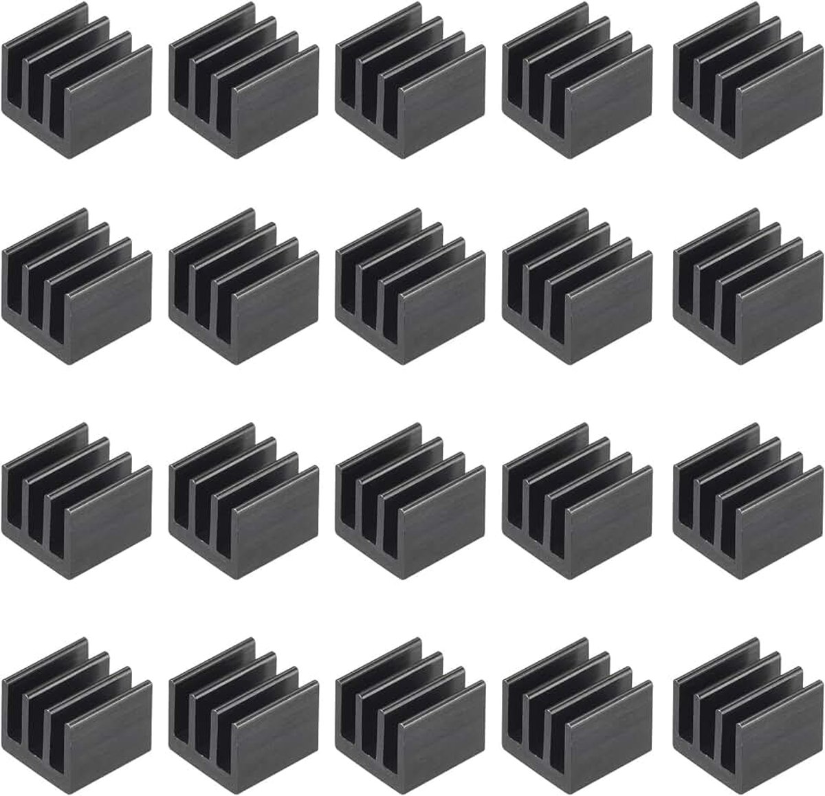 Sourcing map 7 x 7 x 6 mm, zwart, thermisch, zelfklevend, voor aanmaakblokjes, koellichaam, elektronisch, 20 stuks