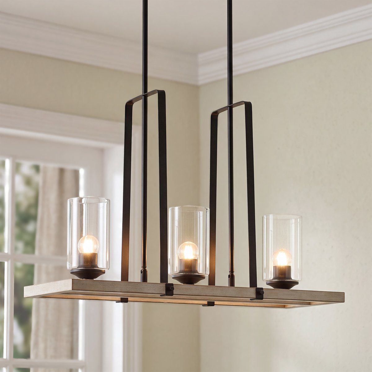 Tribesigns - Kroonluchter - 3 lichts - Metaal - H: 47 cm - E27 - Verstelbare hoogte - Industrieel Ontwerp - Kroonluchter Slaapkamerlamp - Zwart