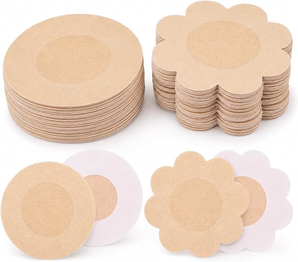 100 stuks tepelpads, tepelafdekking, onzichtbare wegwerp-tepelpads, tepelpads, tepelhoezen, tepelpatches, natuurlijk onzichtbaar, ultradunne borststickers voor vrouwen, zelfklevende tepelpad
