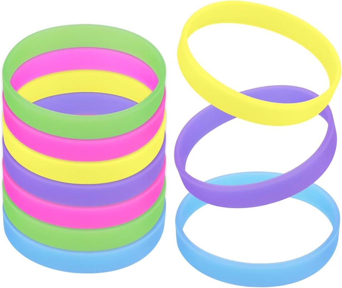 10 Stuks Glow in the Dark Siliconen Polsbandjes Feest Armbanden | siliconen, elastisch & duurzaam, waterbestendig, glow in the dark, one size, aanpasbaar