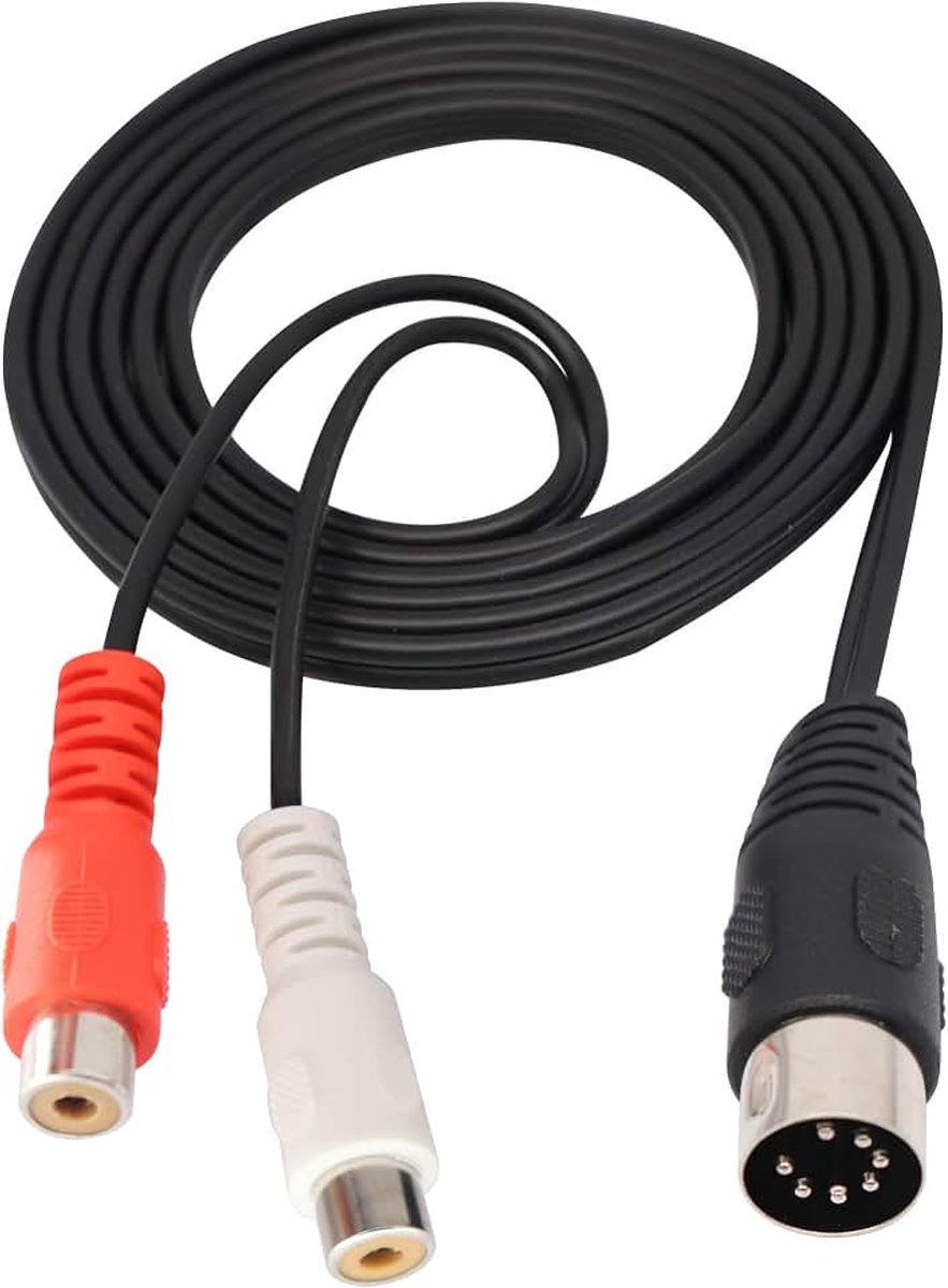 Naar Midi verlengkabel, midi 7 pin male naar 2RCA vrouwelijke Audio Adapter kabel, compatibel met Bang & Olufsen B & O, Naim, vier Kanaals Stereo Systeem. (5 ft/4,8 ft)